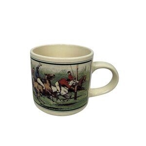 Vintage Ceramic Polo Scene Mug Made In Korea
